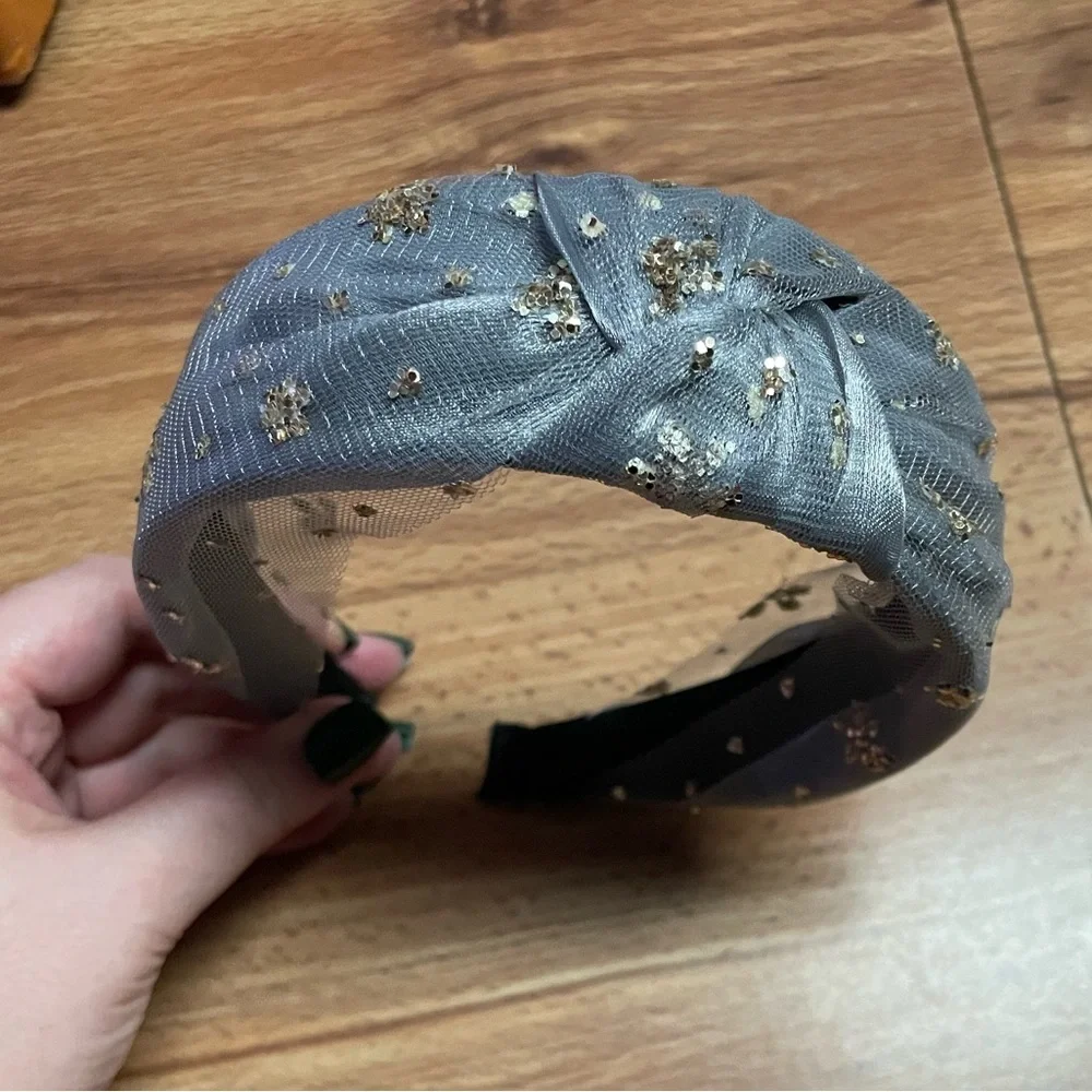Gray Tulle Knot headband